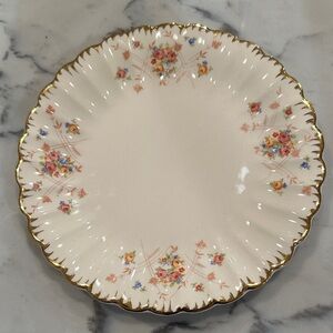 American Limoges Floral Gold-Trimmed Dinner Plate